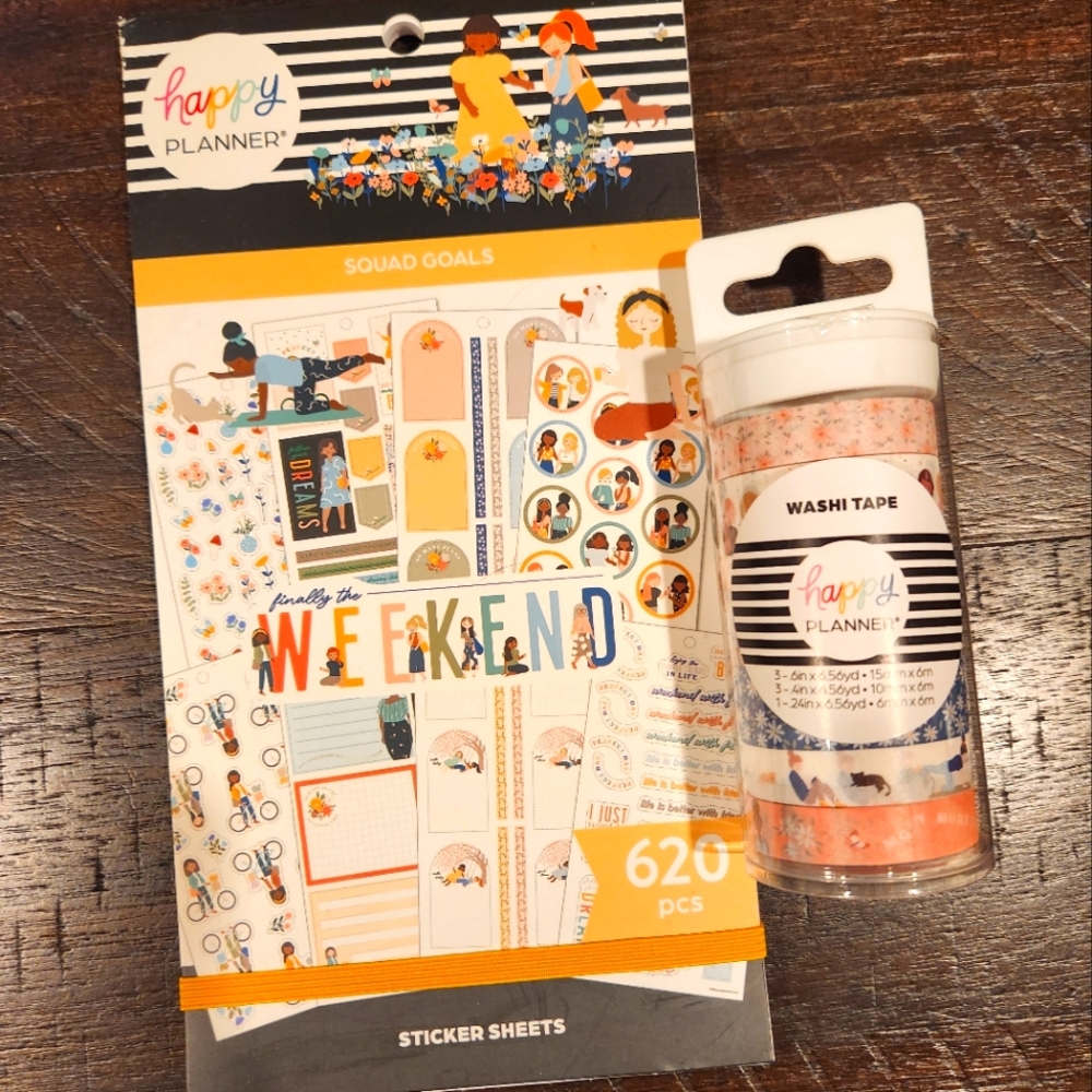 The Happy Planner Squad Goals Sticker Book and washi